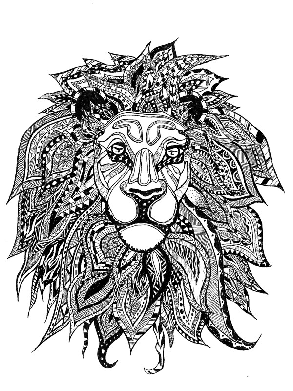 Coloriage Zen Lion Art dessin gratuit à imprimer