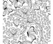 Coloriage Adulte Jardin et Papillon