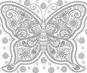 Coloriage Papillon Adulte Fleuri