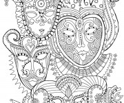 Coloriage et dessins gratuit Psychédélique Visages à imprimer