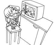 Coloriage Ad&egrave;le Martyrise son chat Ajax