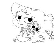 Coloriage et dessins gratuit Adele Mortelle avec son chat à imprimer