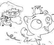 Coloriage Adele Mortelle s'amuse avec son chat Ajax