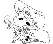 Coloriage et dessins gratuit Sc&egrave;ne dr&ocirc;le d'Ad&egrave;le et le chat Ajax à imprimer