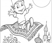 Coloriage Adibou entrain de voler sur un tapis volant
