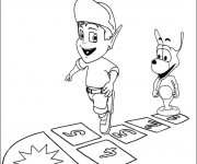 Coloriage Adibou et Plop jouent ensemble