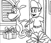 Coloriage Adibou et Plop ouvrent les cadeaux