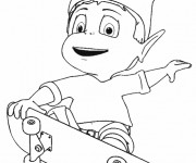 Coloriage et dessins gratuit Adibou joue avec son skateboard à imprimer