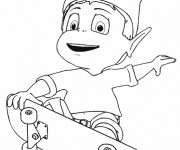 Coloriage Adibou joue avec son skateboard