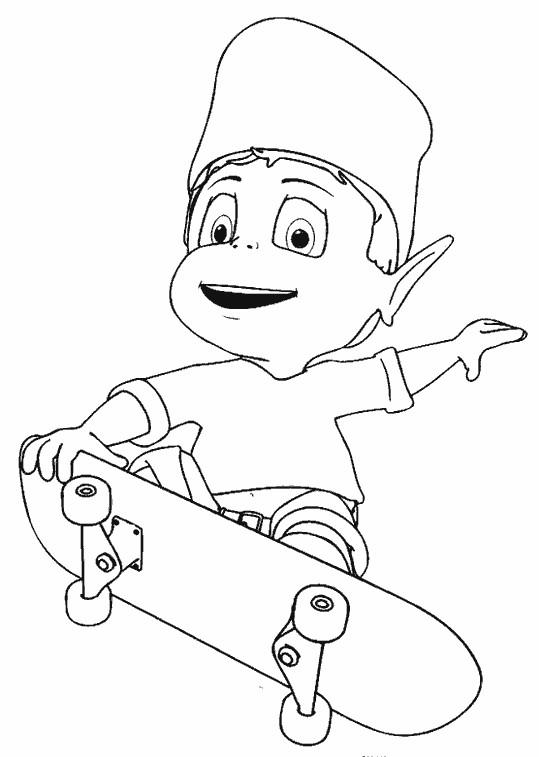Coloriage et dessins gratuits Adibou joue avec son skateboard à imprimer