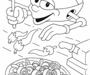 Coloriage Adibou Kicook entrain de cuisiner