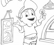 Coloriage Adibou  tient une lampe en main