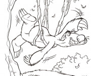 Coloriage Sid suspendu  de l'arbre