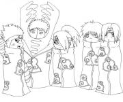 Coloriage Akatsuki chibi en manteau noirs 