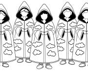 Coloriage Akatsuki en cape nuages
