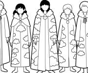Coloriage Akatsuki en cape pour enfants