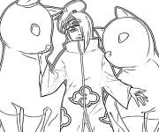 Coloriage Deidara avec deux chats