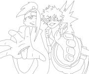 Coloriage Deidara et Bakugou en noir et blanc