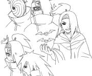 Coloriage Deidara et Obito et clan Akatsuki
