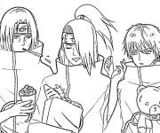 Coloriage Personnages Itachi avec Deidara et Sasori