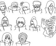 Coloriage Visages des personnages Akatsuki