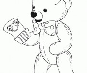 Coloriage Teddy s'habille en gant