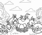 Coloriage Angry Birds autour des œufs