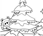 Coloriage Angry birds pendant le Noel
