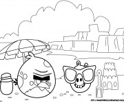 Coloriage Angry Birds sur La Plage