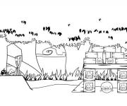 Coloriage Le jeu Angry Birds et le tir au bloc