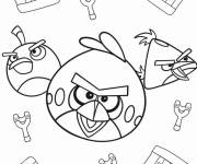 Coloriage Les angry birds en volant