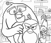 Coloriage Personnages de Angry Birds Red, Chuck et Bomb