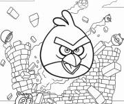Coloriage Red &eacute;crase le mur Angry Birds