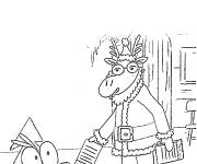 Coloriage Ariol avec le p&egrave;re no&euml;l