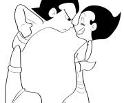Coloriage Astro Boy avec sa petite sœur