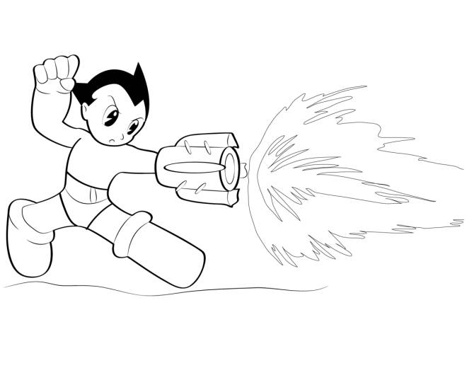 Coloriage et dessins gratuits Astro Boy en action à imprimer