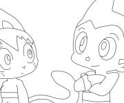 Coloriage Astro Boy et son chat