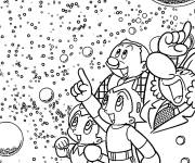 Coloriage Les personnages de Astro Boy et la neige