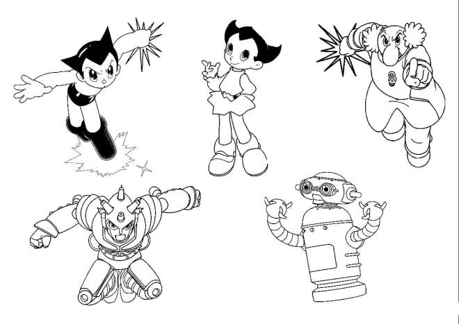 Coloriage et dessins gratuits Personnages principaux d'Astro boy à imprimer