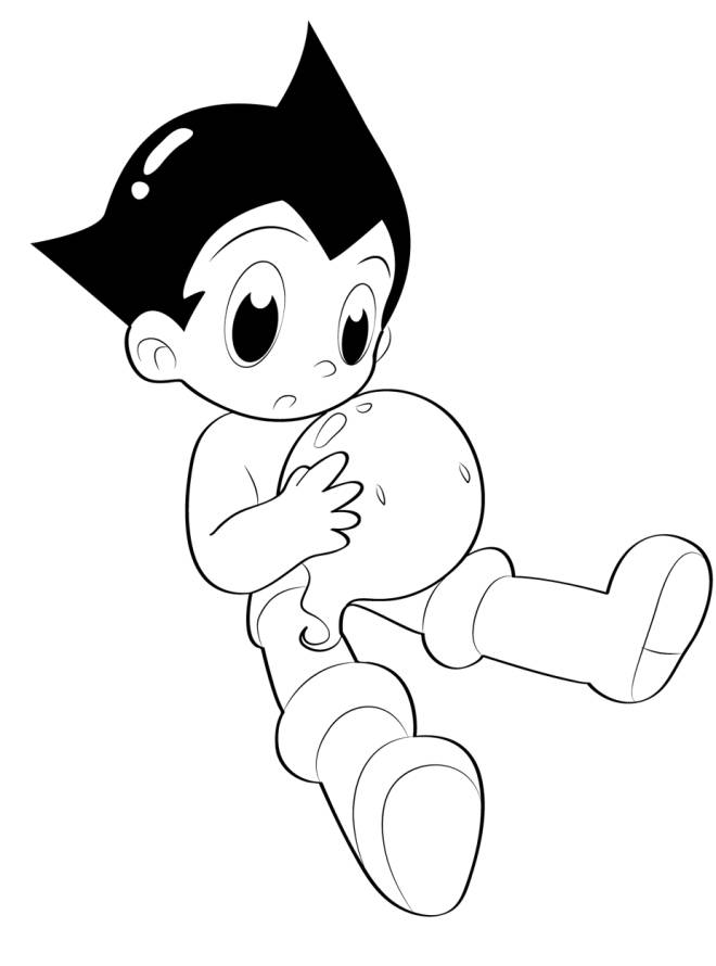 Coloriage et dessins gratuits Petit Astro Boy qui joue avec le ballon à imprimer