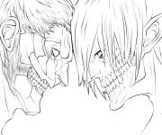Coloriage Attaque des Titans monstres stylis&eacute;s 