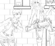Coloriage Eren et Mikasa