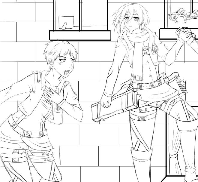 Coloriage et dessins gratuits Eren et Mikasa à imprimer
