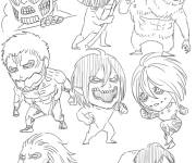 Coloriage L'Attaque des Titans Chibi