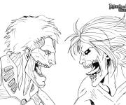 Coloriage Le combat dans l'Attaque des Titans