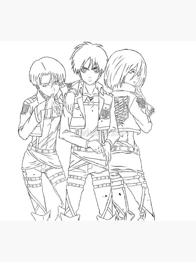 Coloriage et dessins gratuits Livai, Mikasa et Eren à imprimer