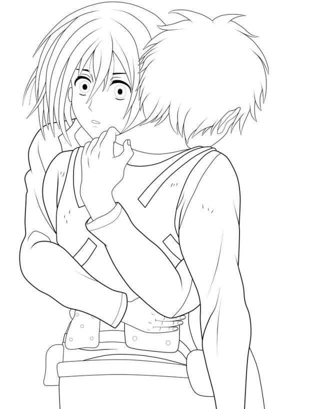 Coloriage et dessins gratuits Mikasa et Eren à imprimer