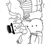 Coloriage Alexandre et Pom construit l'homme de neige