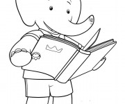 Coloriage Alexandre lit un livre