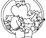 Coloriage Babar en famille